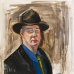 Lynn Christensen, Edward Hopper, Oil on canvas, 14"x14", $500