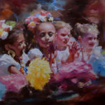 Lee Rue, When Kids Parade on Street Again, Oil on canvas, 24"x20"