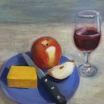 Victoria Whitworth, Still Life with Apple and Cheese, Oil on canvas board, 8"x10", NFS
