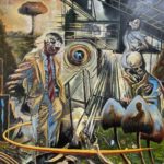 Omar Thor Arason, Escape Under the Watchful Eye of COD, 2022, Oil on canvas, 54"x54", $4,500