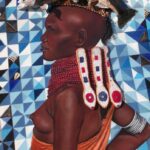African Bride, Oil, acrylic, Fabric, 60" x 50", NFS
