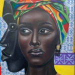 Nubian Connection, Mix media, Canvas Print, 18" x 24", 2020 $500