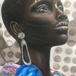 Nubian Woman, oil, acrylics, beads, 48" x 48", $8400
