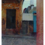 John Angell, Cienfuegos 2, 2023, Photo Encaustic, mixed media on wood panel, 16"x12"x1.5", $300