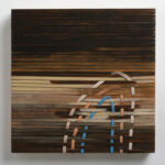 Pilar Agüero-Esparza, Lace 3, 2021 Acrylic, stretched leather, nails, on wood panel 16" x 16" x 1.5" NFS