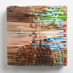 Pilar Agüero-Esparza, Lace 4, 2021 Acrylic, stretched leather, nails, on wood panel 10" x 10" x 3.5" NFS