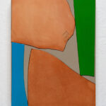 Pilar Agüero-Esparza, Skins 4: Blue & Green, 2022 Acrylic, stretched leather, nails, on wood panel 12" x 9" x 1.5" NFS