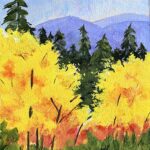Golden Trees, Acrylic, 8” x 10”, 2023, $250